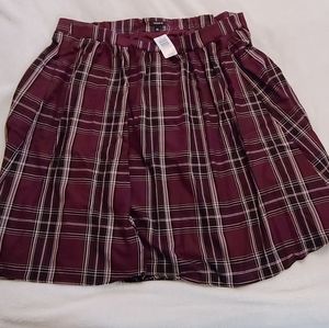 TORRID NWT 26 Burgundy Plaid Swing Midi Skirt